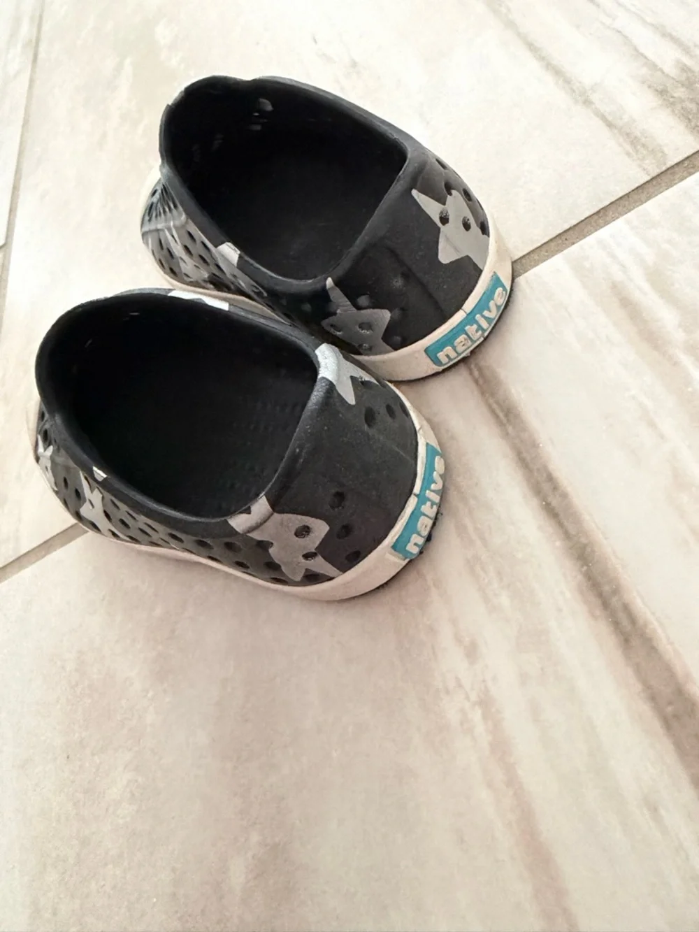 Native Black Star Slip-On Water Shoes with White Stars